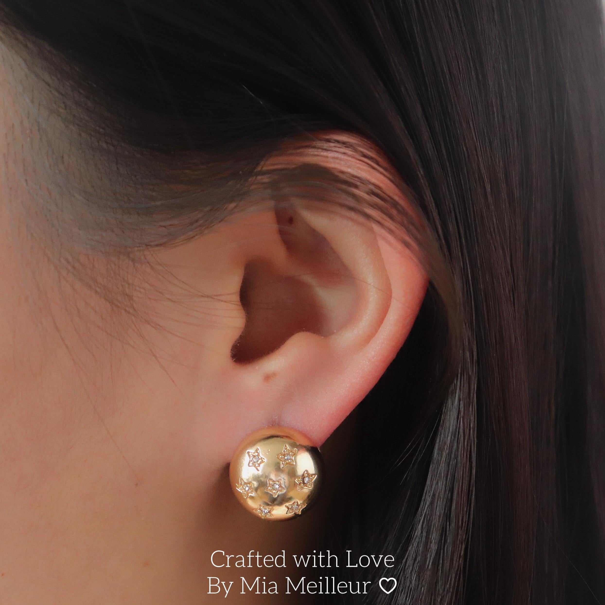 Gold Dome Ball Clip On Earrings
