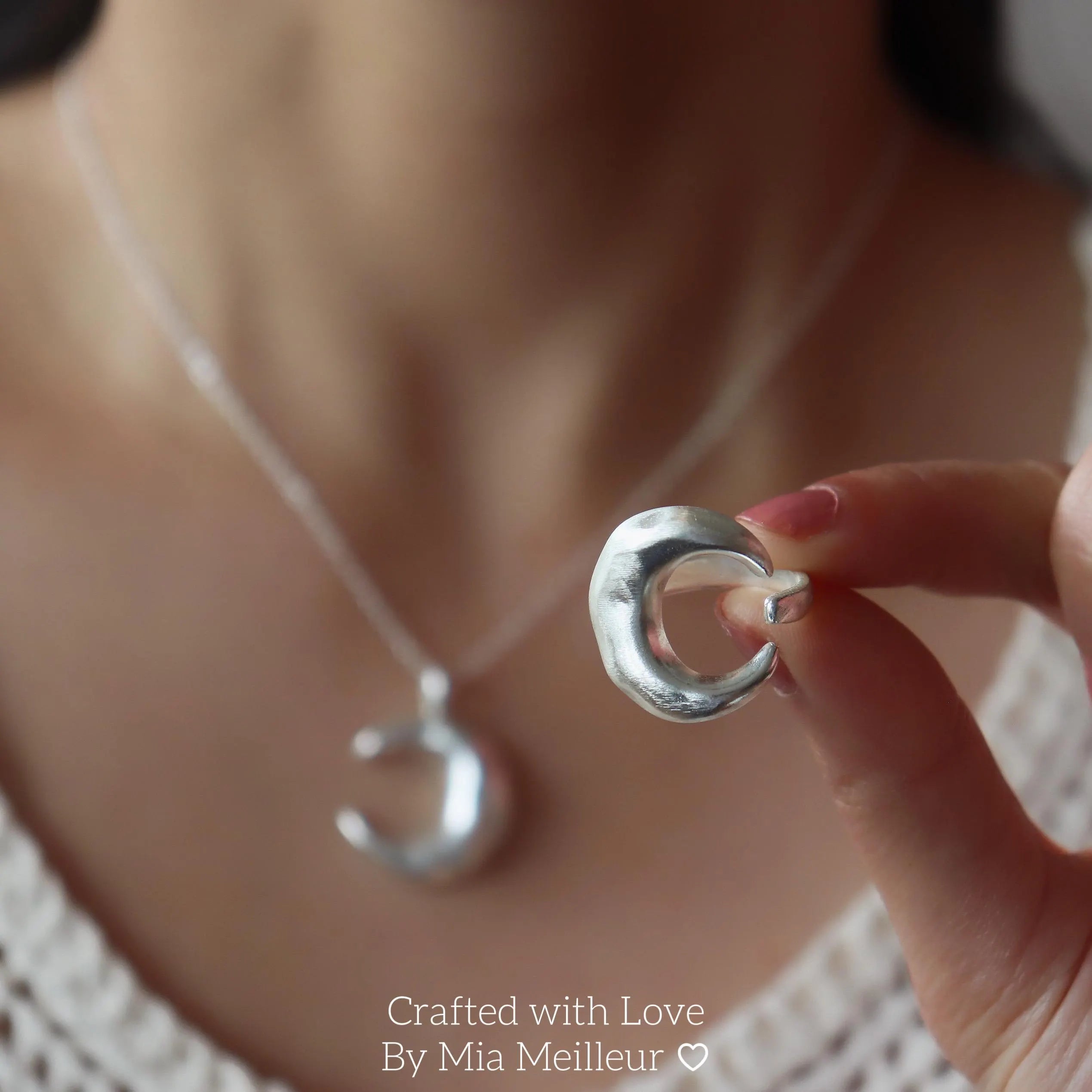 Silver Crescent Moon Ring