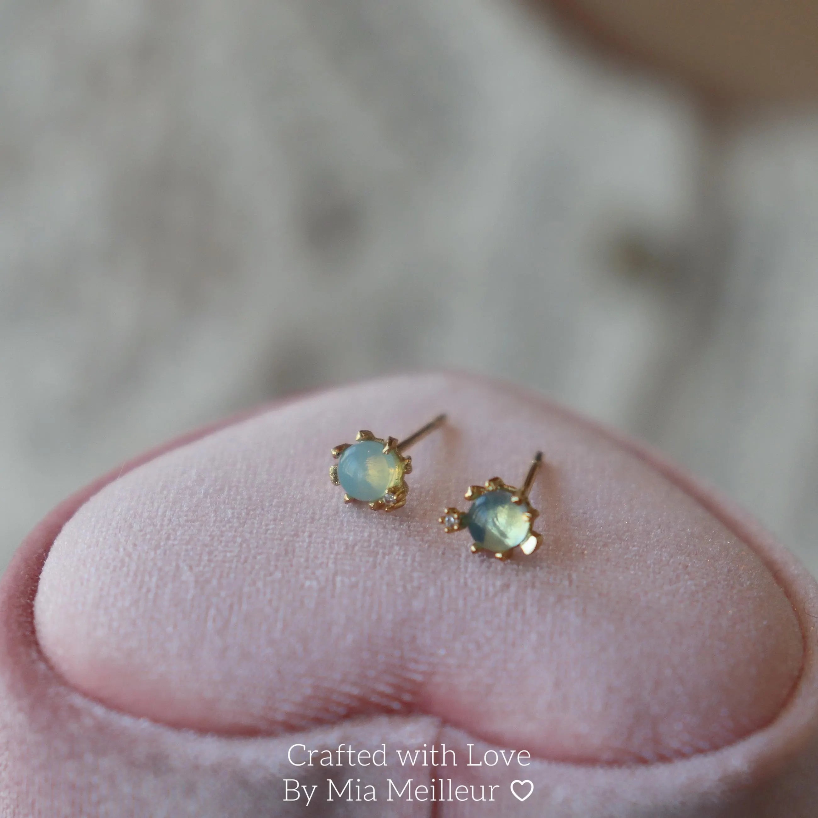 Tiny Sea Turtle Moonstone Stud Earrings