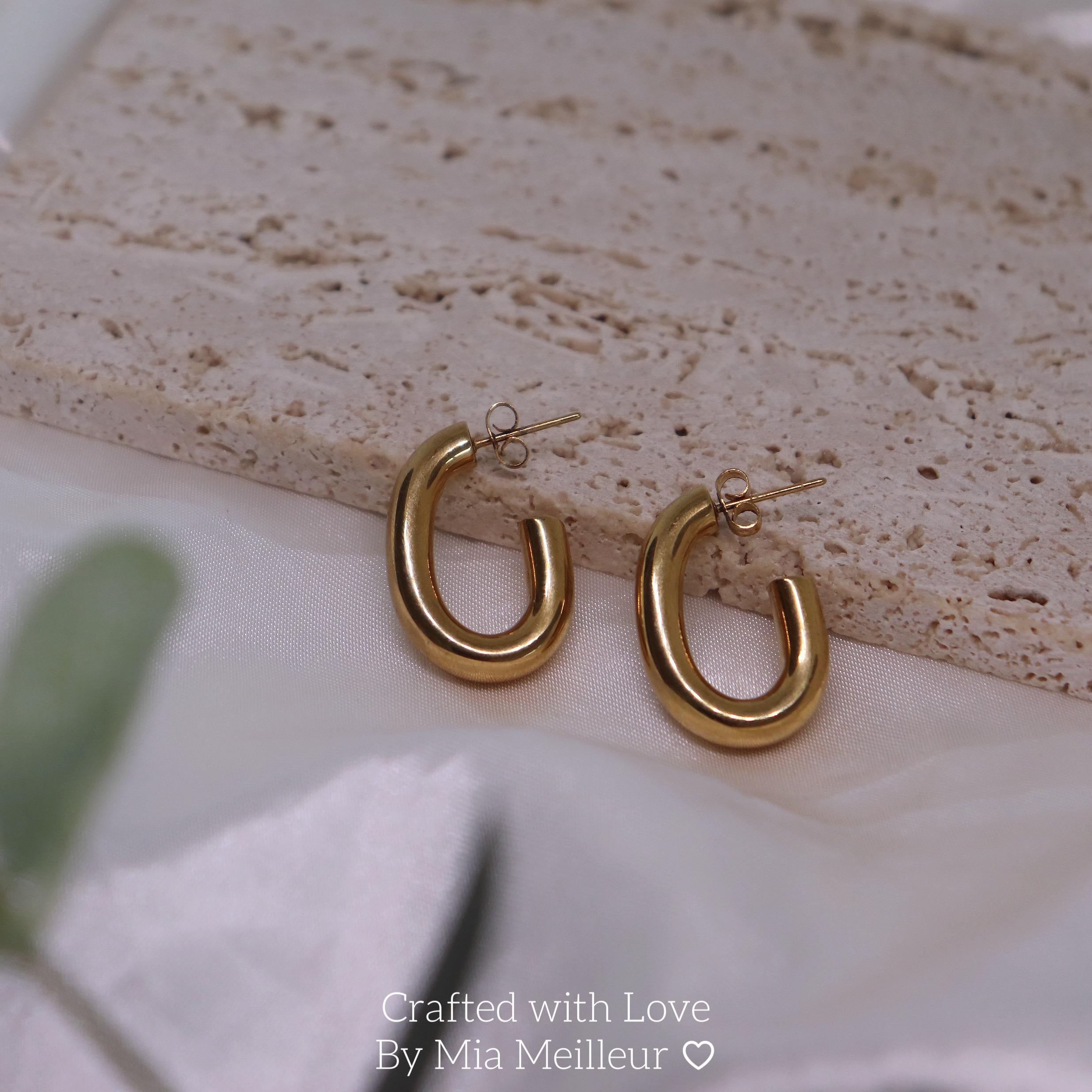 Abstract Oval Hoop Earrings