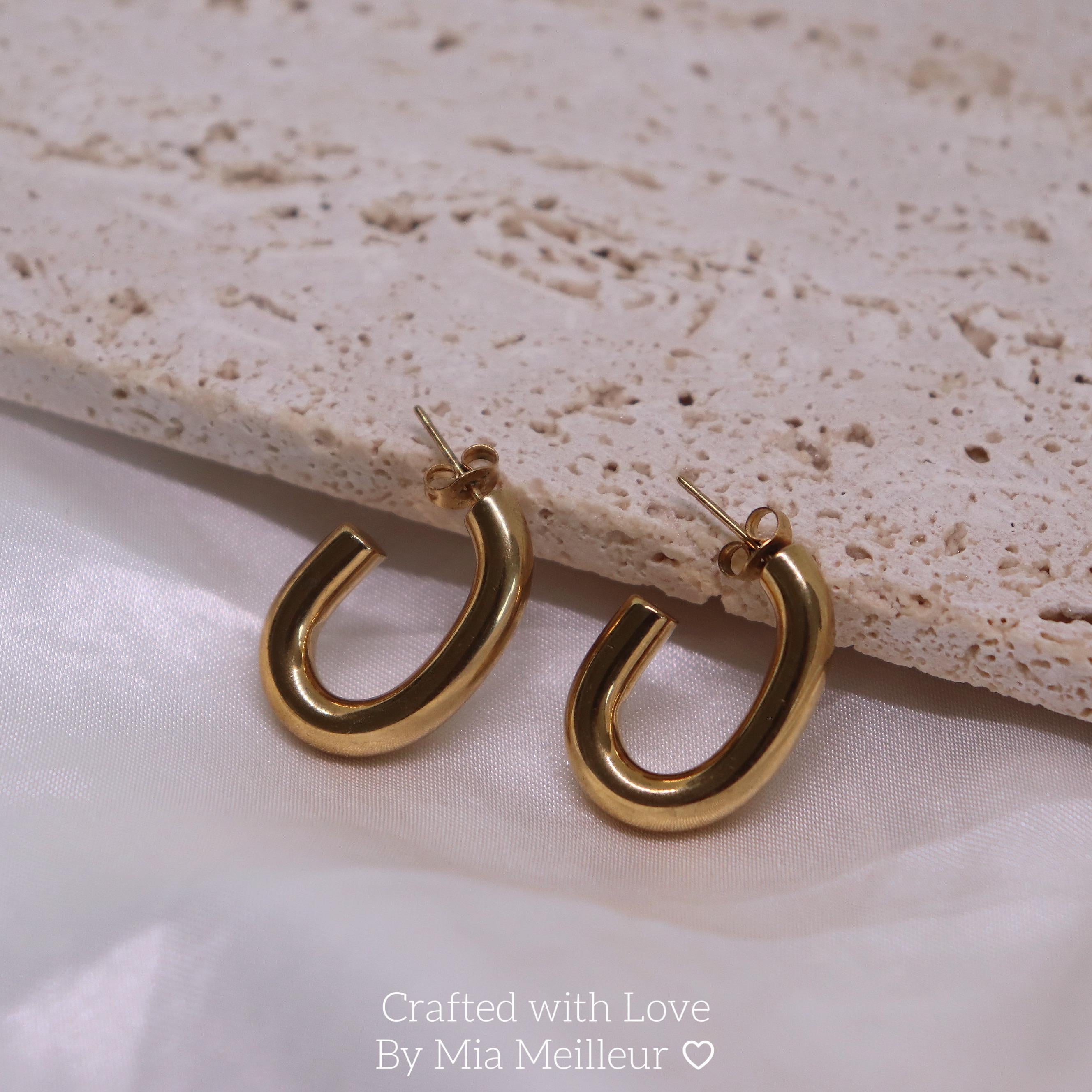 Abstract Oval Hoop Earrings