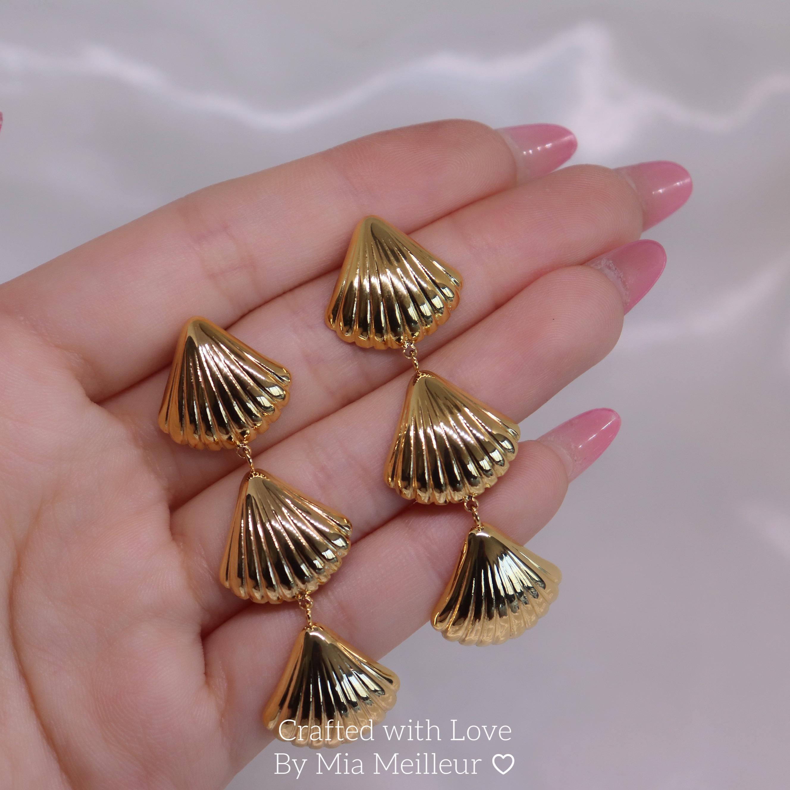 Gold Shell Drop Earrings