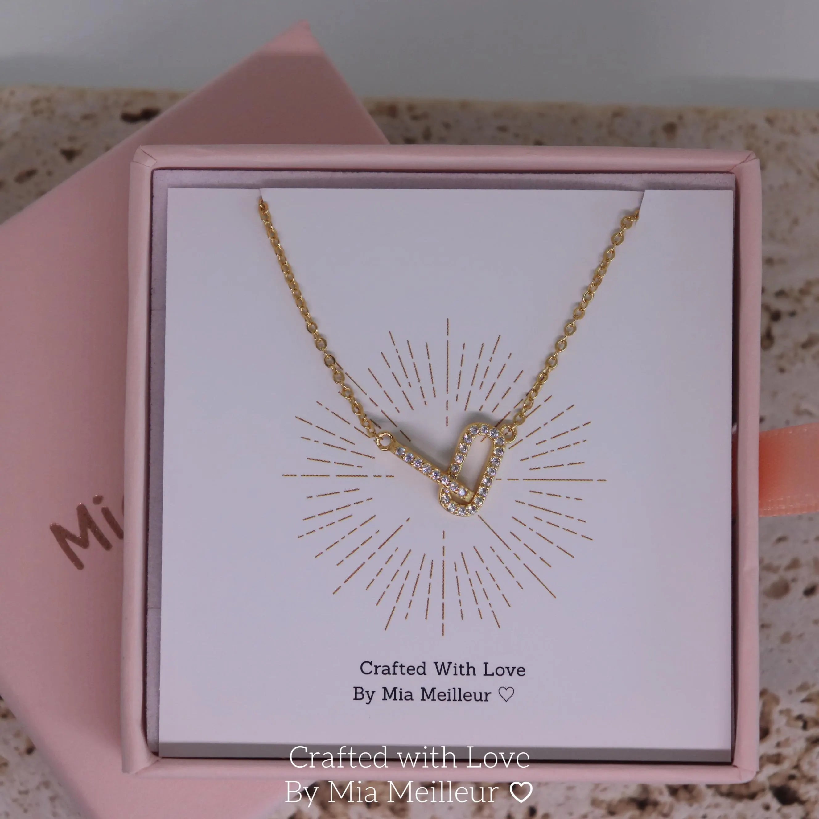 Minimalist  Pave Linked Pendant Necklace in Gold/Silver