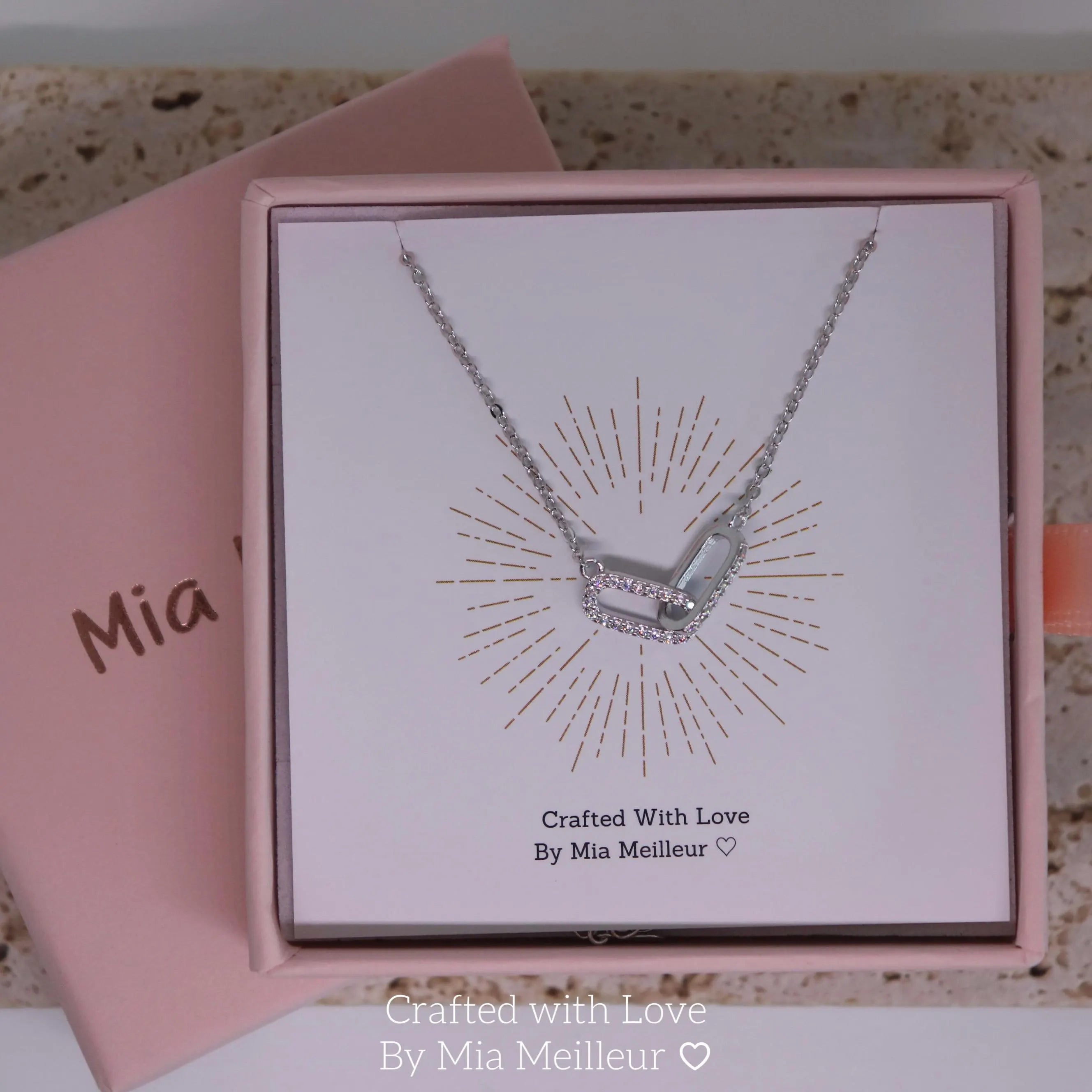 Minimalist  Pave Linked Pendant Necklace in Gold/Silver