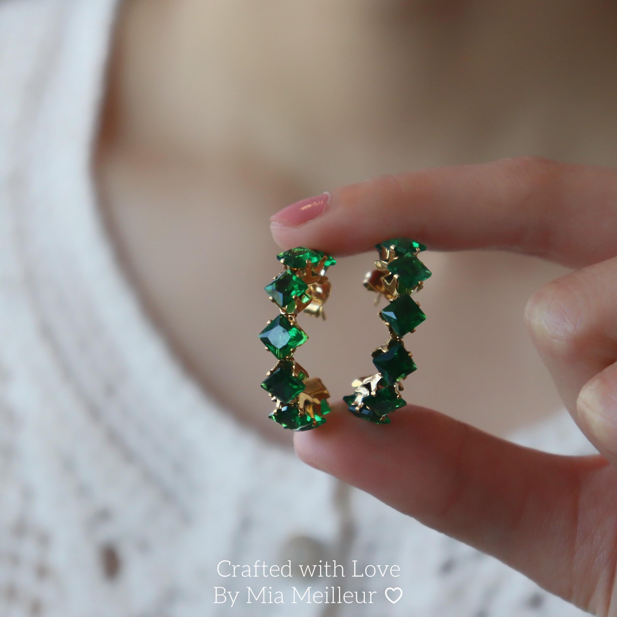 Dazzling Emerald Green Hoop Earrings
