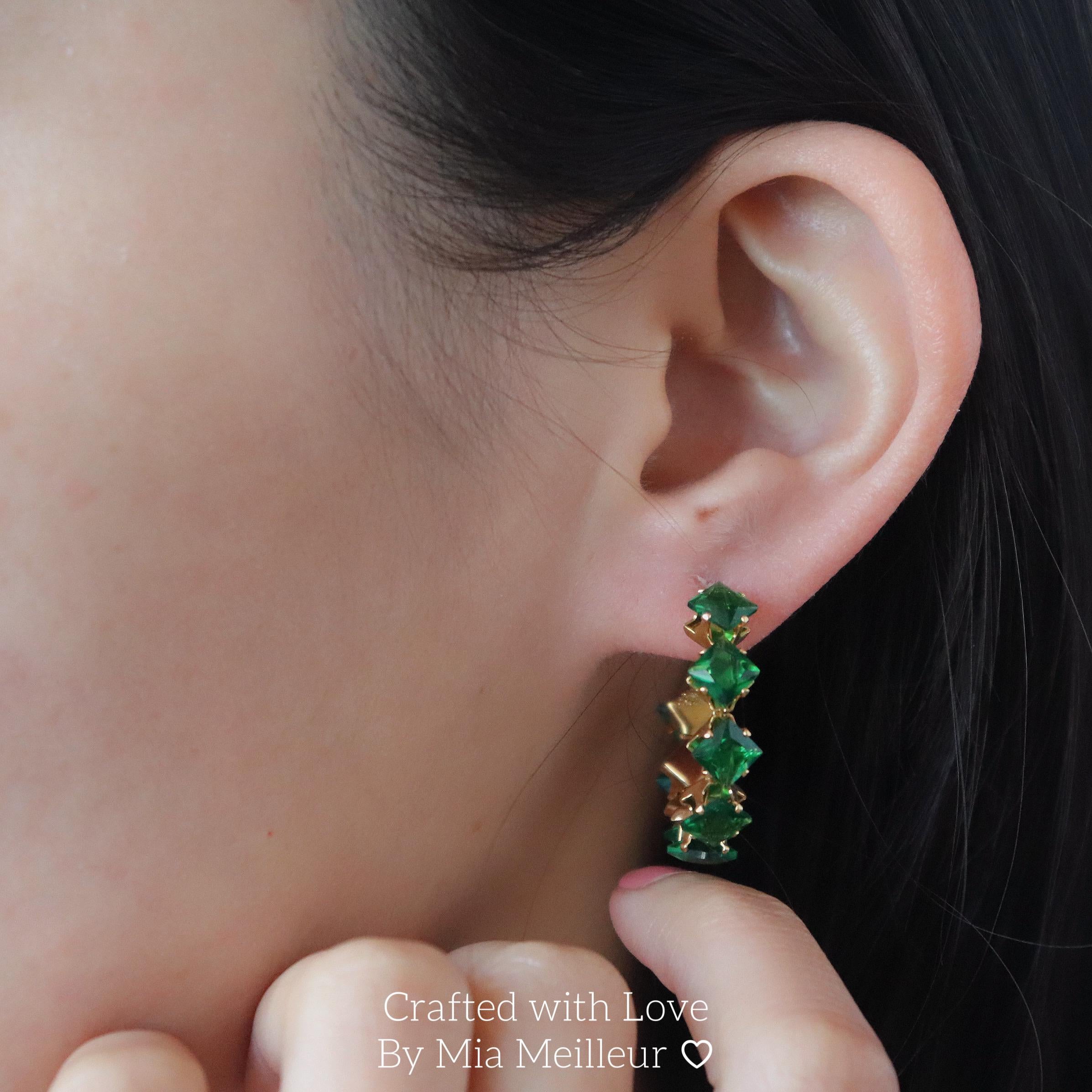 Dazzling Emerald Green Hoop Earrings