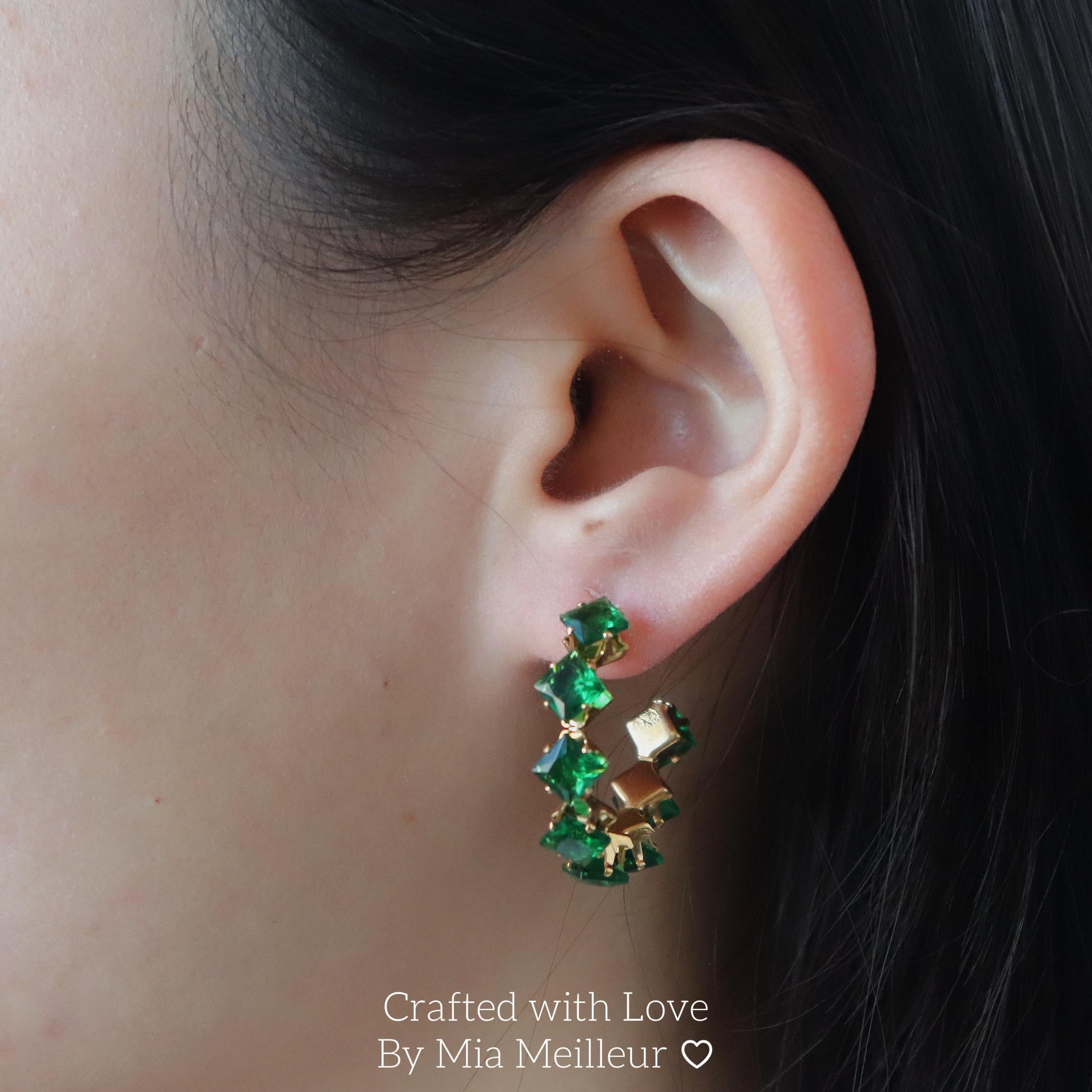 Dazzling Emerald Green Hoop Earrings