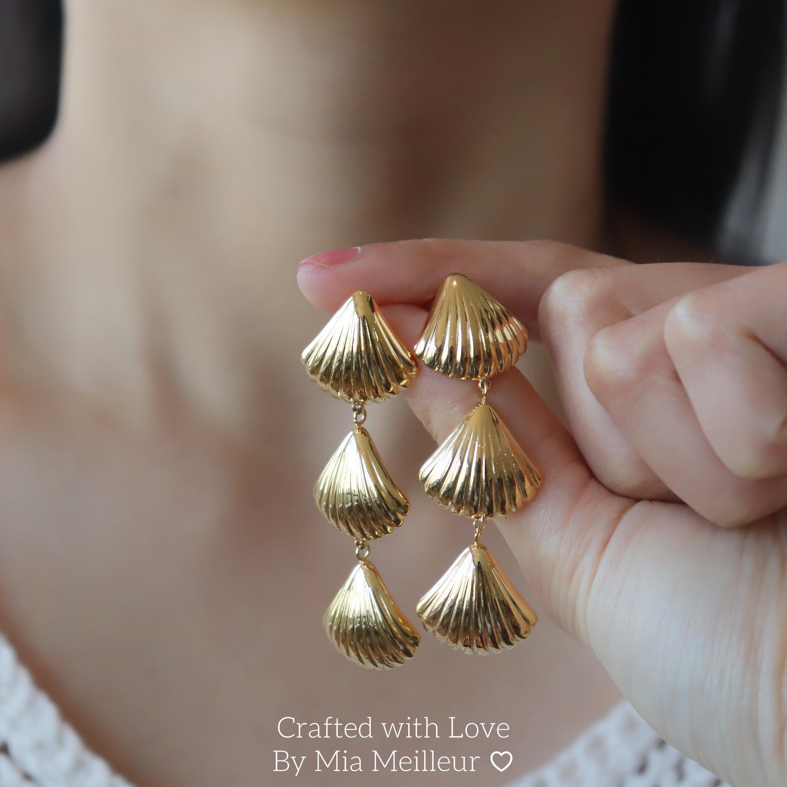 Gold Shell Drop Earrings