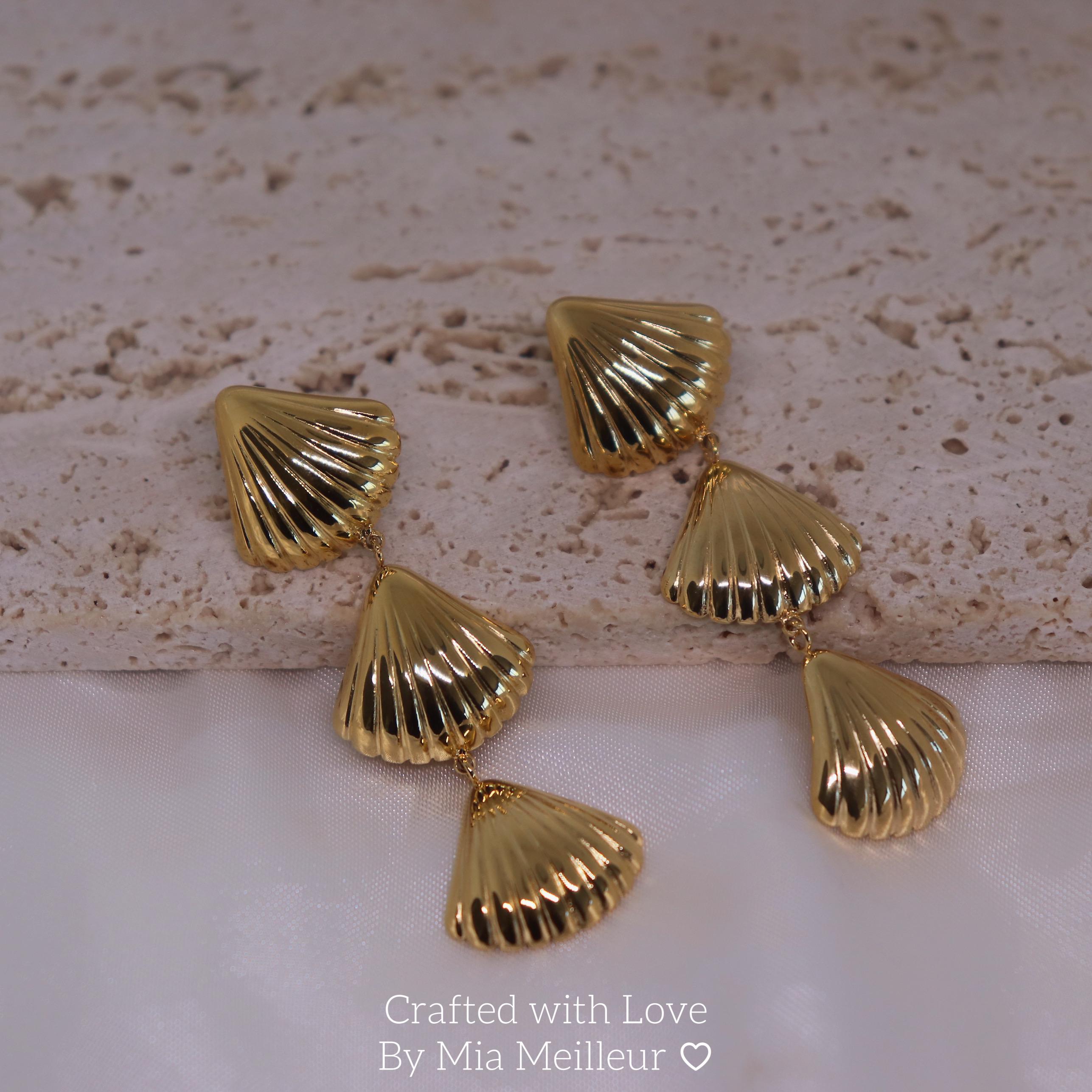 Gold Shell Drop Earrings