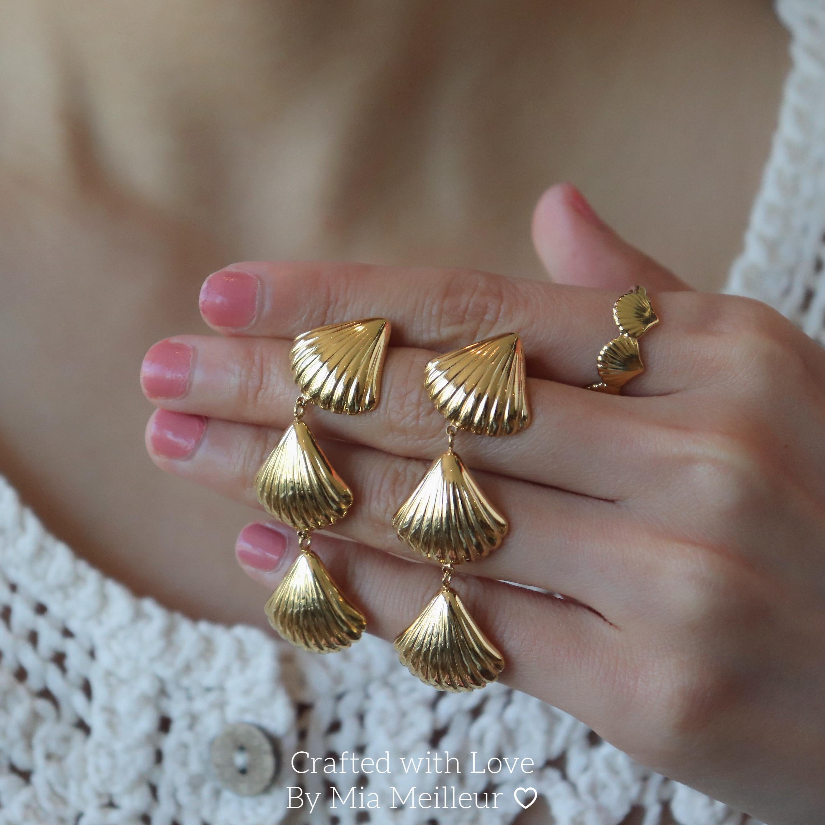 Gold Shell Drop Earrings
