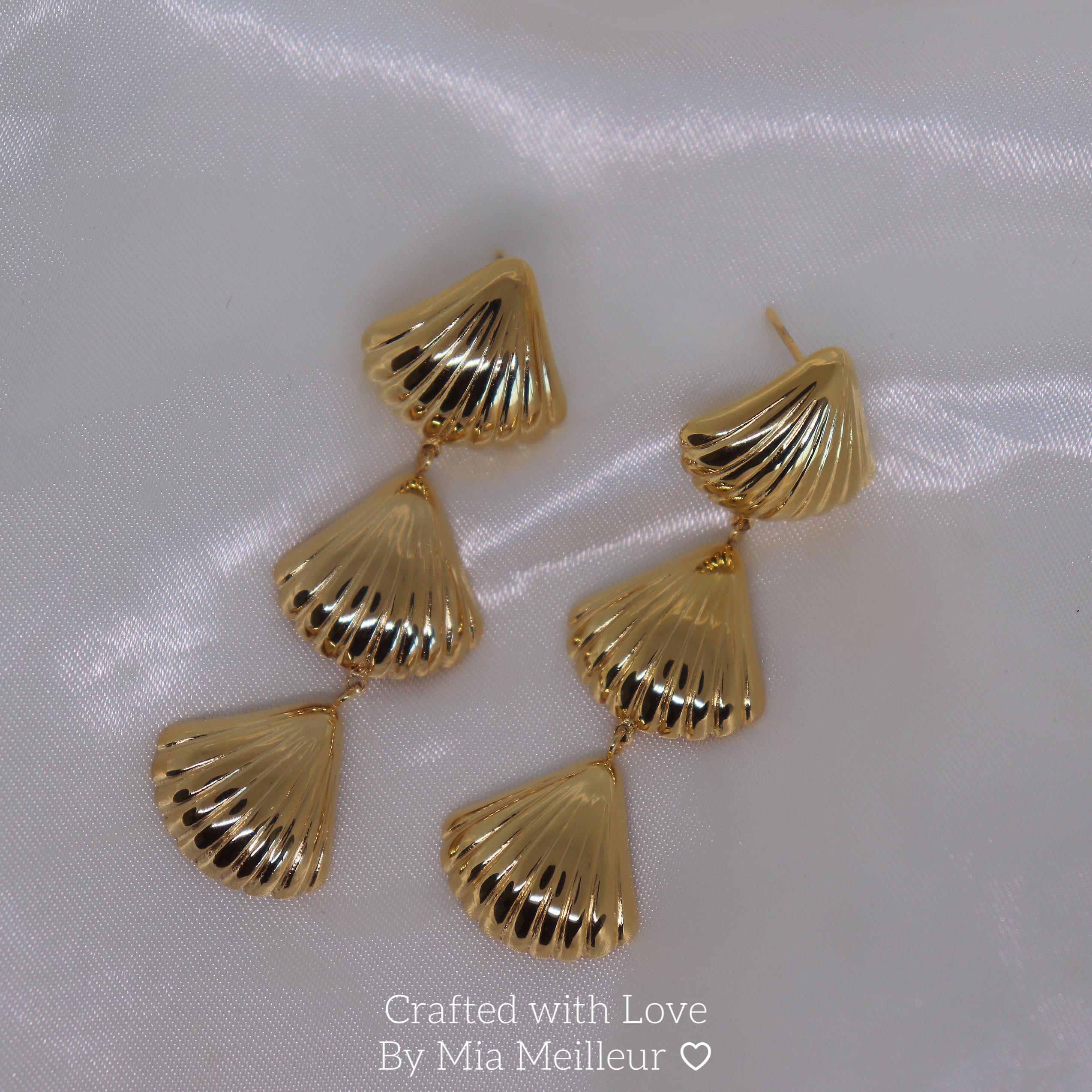 Gold Shell Drop Earrings